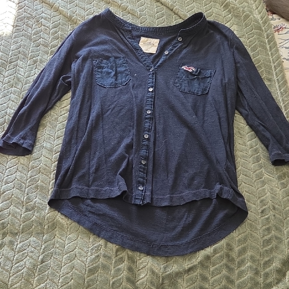 Hollister Dark Blue Button-Up Tunic